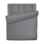 Jacquard - Housse De Couette + 1 Ou 2 Taie(S) D'Oreiller - Satin De Coton Rayure Tissé Dobby - Gris 02