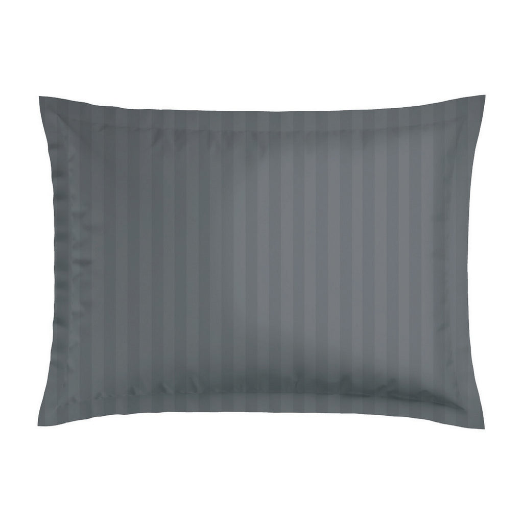 Jacquard - Set De 2 Taies D'Oreiller - Satin De Coton Rayure Tissé Dobby - Gris 02