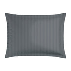 Jacquard - Set De 2 Taies D'Oreiller - Satin De Coton Rayure Tissé Dobby - Gris 02