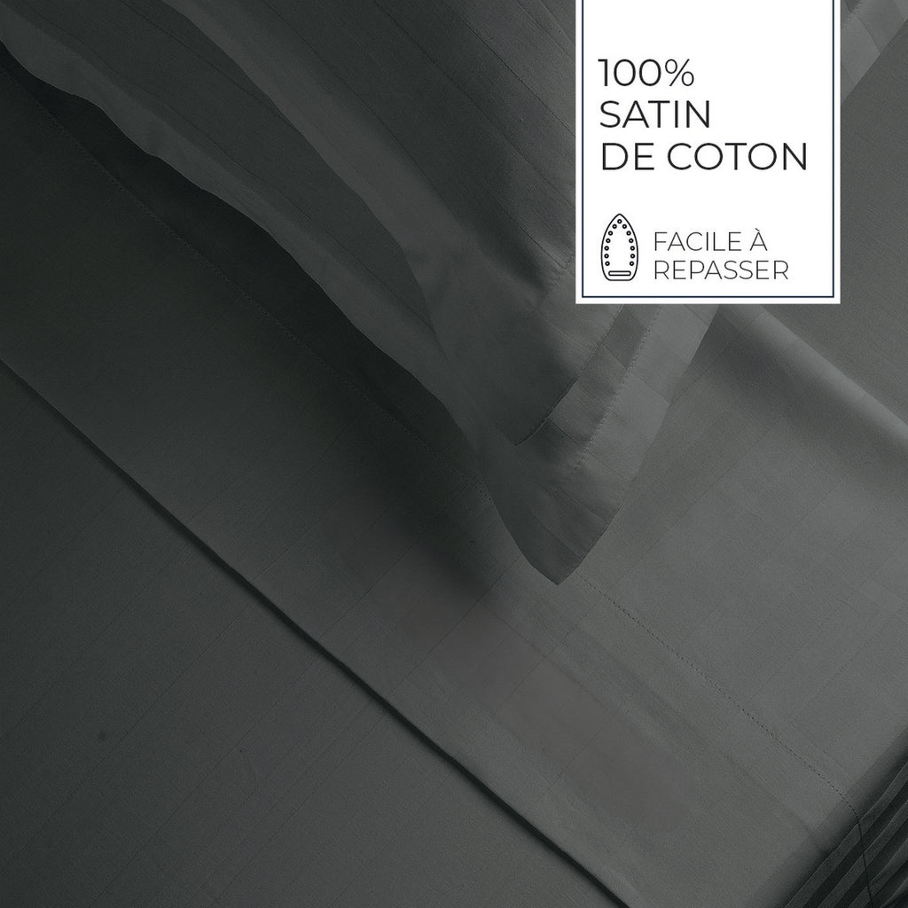Jacquard - Drap Plat - Satin De Coton Dobby Stripe - Gris 02