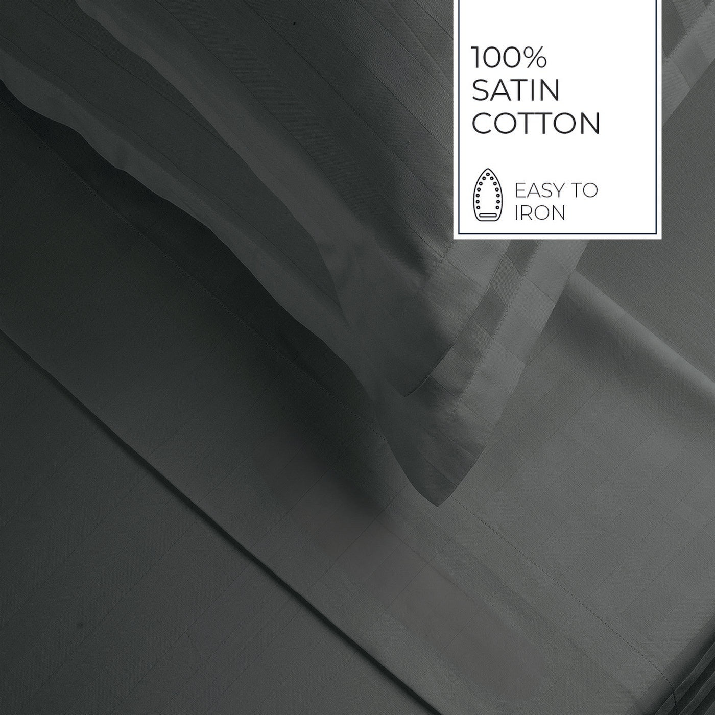 Jacquard - Ensemble De Draps - Satin De Coton Rayure Tissé Dobby - Gris 02