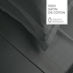 Jacquard - Ensemble De Draps - Satin De Coton Rayure Tissé Dobby - Gris 02