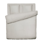 Jacquard - Housse De Couette + 1 Ou 2 Taie(S) D'Oreiller - Satin De Coton Rayure Tissé Dobby - Taupe 01