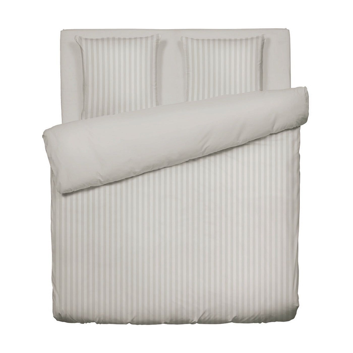 Jacquard - Housse De Couette + 1 Ou 2 Taie(S) D'Oreiller - Satin De Coton Rayure Tissé Dobby - Taupe 01