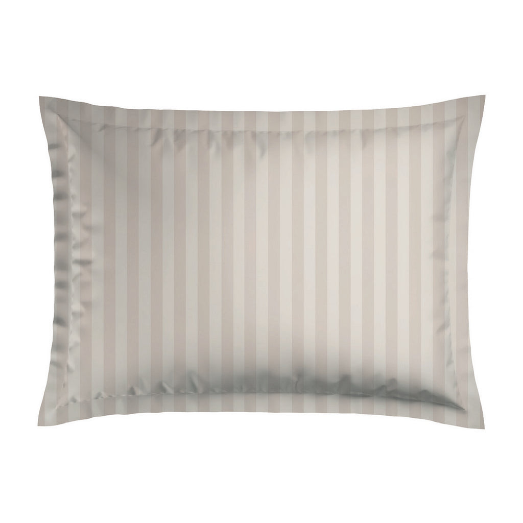 Jacquard - Set De 2 Taies D'Oreiller - Satin De Coton Rayure Tissé Dobby - Taupe 01