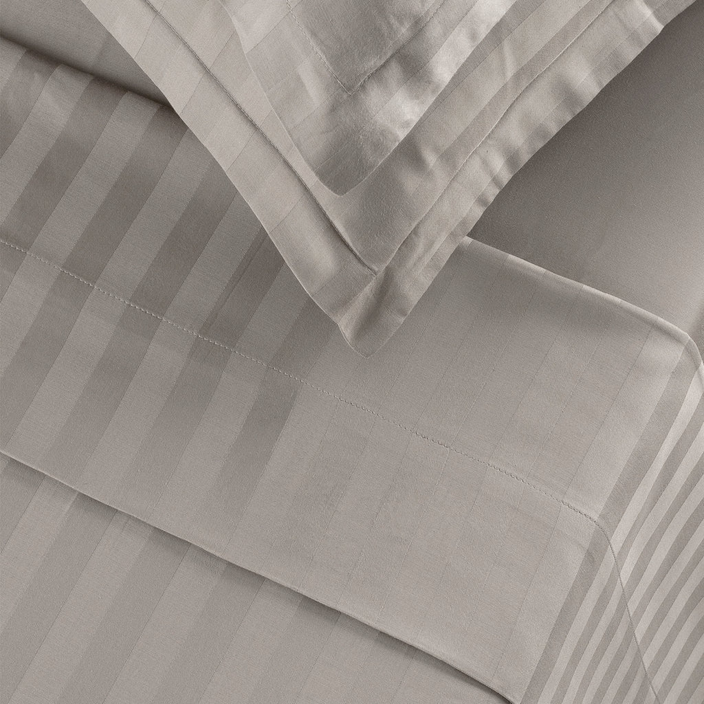 Jacquard - Drap Plat - Satin De Coton Dobby Stripe - Taupe 01