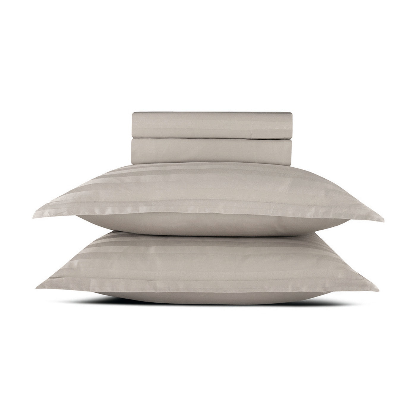 Jacquard - Ensemble De Draps - Satin De Coton Rayure Tissé Dobby - Taupe 01