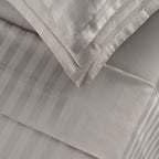Jacquard - Ensemble De Draps - Satin De Coton Rayure Tissé Dobby - Taupe 01