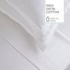 Jacquard - Housse De Couette + 1 Ou 2 Taie(S) D'Oreiller - Satin De Coton Rayure Tissé Dobby - Blanc 01
