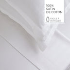 Jacquard - Housse De Couette + 1 Ou 2 Taie(S) D'Oreiller - Satin De Coton Rayure Tissé Dobby - Blanc 01