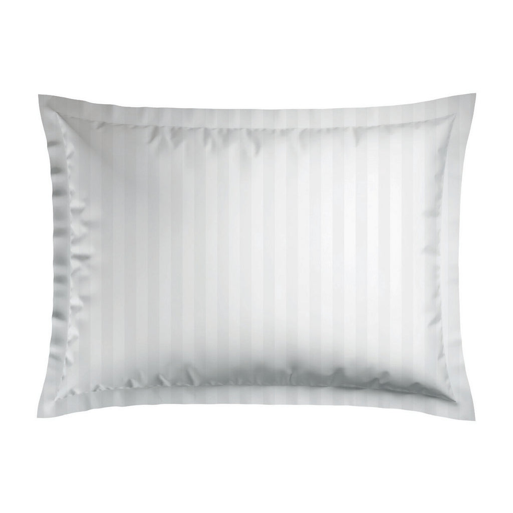 Jacquard - Set De 2 Taies D'Oreiller - Satin De Coton Rayure Tissé Dobby - Blanc 01