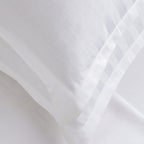 Jacquard - Set De 2 Taies D'Oreiller - Satin De Coton Rayure Tissé Dobby - Blanc 01