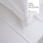 Jacquard - Drap Plat - Satin De Coton Dobby Stripe - Blanc 01