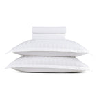 Jacquard - Ensemble De Draps - Satin De Coton Rayure Tissé Dobby - Blanc 01
