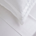 Jacquard - Ensemble De Draps - Satin De Coton Rayure Tissé Dobby - Blanc 01