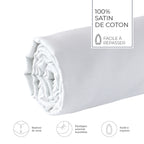 Uni - Drap-Housse - Satin De Coton - Blanc 01