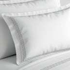 Reine De Nuit - Taie D'Oreiller - Satin De Coton - Grey / Blanc