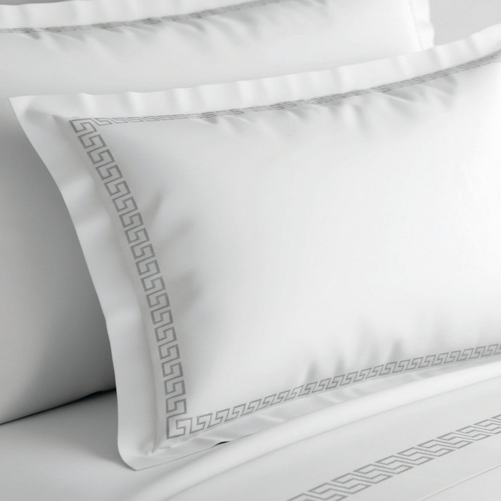 Reine De Nuit - Taie D'Oreiller - Satin De Coton - Grey / Blanc
