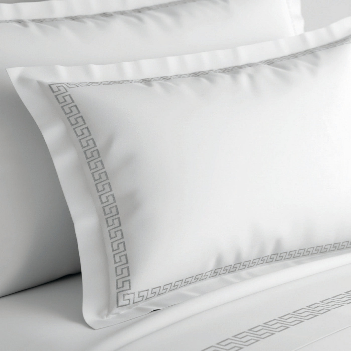 Reine De Nuit - Taie D'Oreiller - Satin De Coton - Grey / Blanc