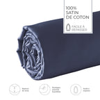 Uni - Drap-Housse - Satin De Coton - Bleu 11