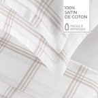 Apolline - Housse De Couette + 1 Ou 2 Taie(S) D'Oreiller - Satin De Coton - Taupe