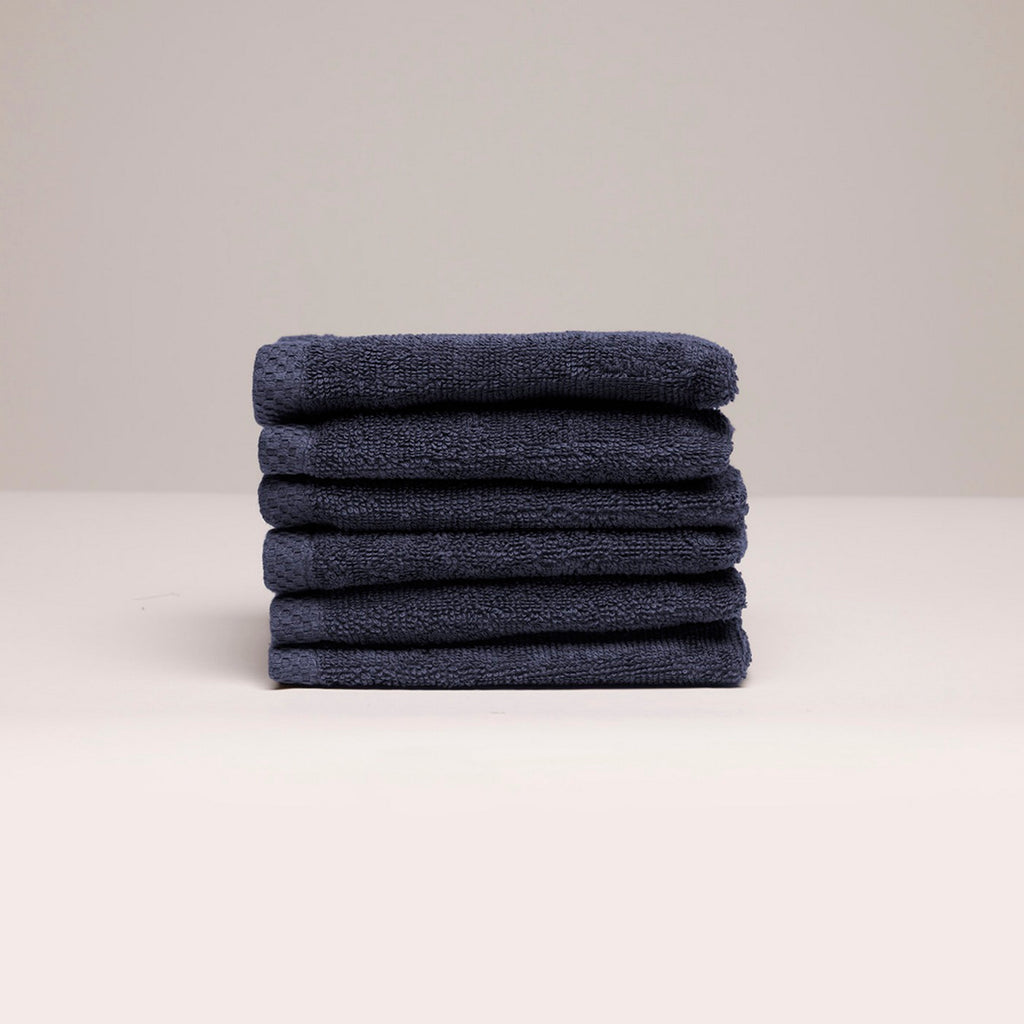 Oasis - Gant De Toilette Coton Peigné Lt - Bleu Foncé
