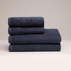 Oasis - Serviette + Drap De Bain Coton Peigné Lt - Bleu Foncé