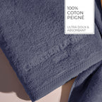 Oasis - Serviette + Drap De Bain Coton Peigné Lt - Bleu Gris