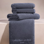 Oasis - Serviette + Drap De Bain Coton Peigné Lt - Bleu Gris