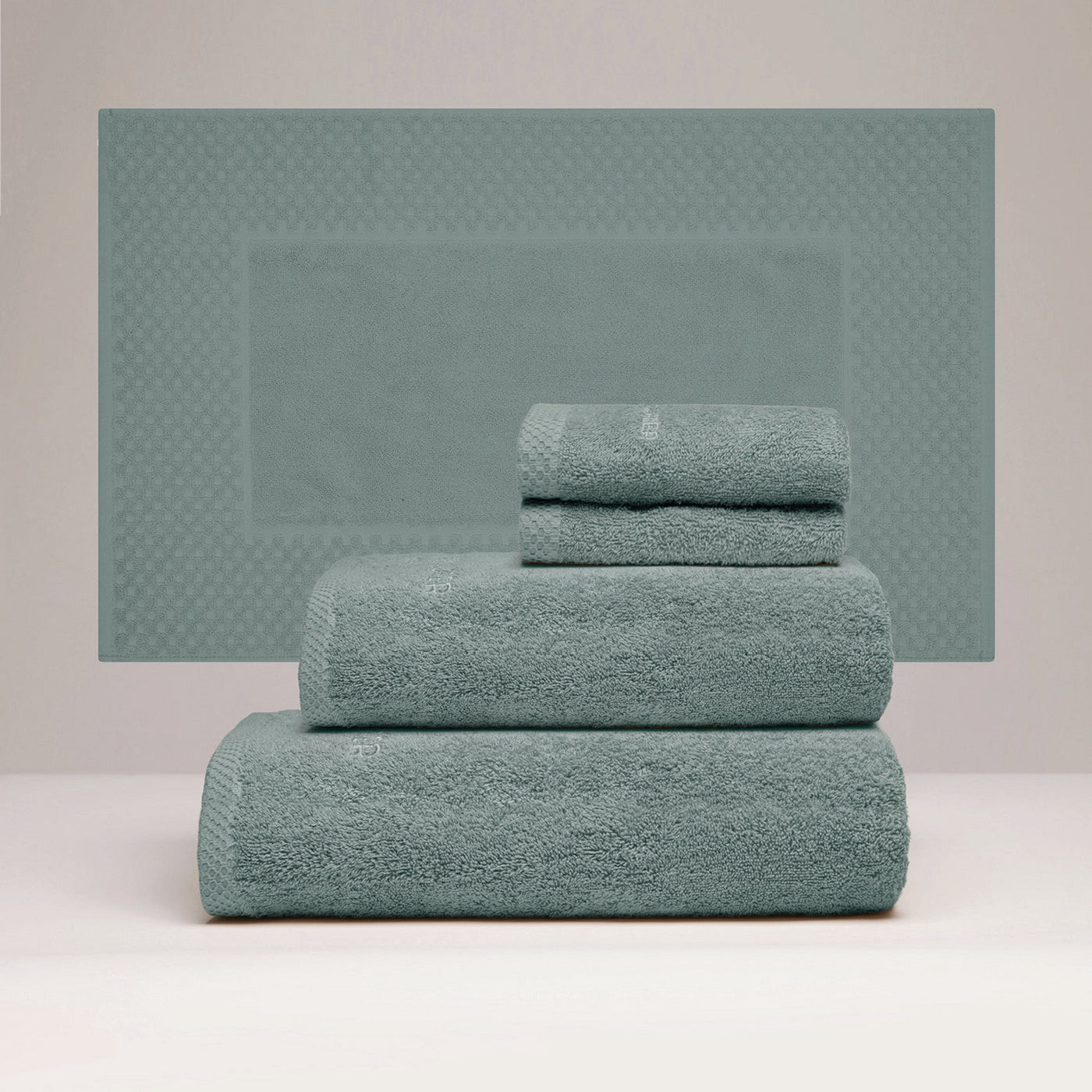 Oasis - Ensemble Complet De Linge De Bain Coton Peigné Lt - Vert Bouteille