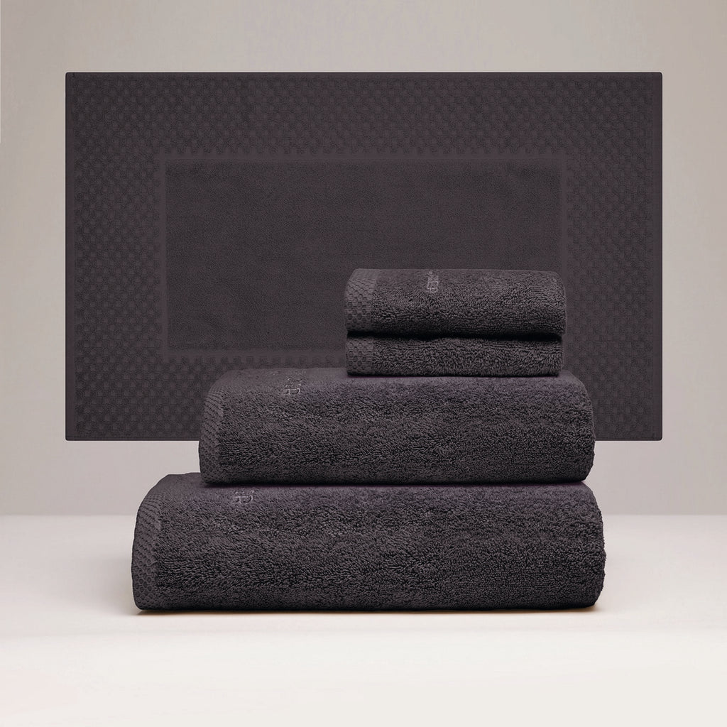 Oasis - Ensemble Complet De Linge De Bain Coton Peigné Lt - Gris Foncé