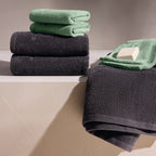 Oasis - Ensemble Complet De Linge De Bain Coton Peigné Lt - Gris Foncé