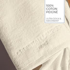 Oasis - Serviette + Drap De Bain Coton Peigné Lt - Ivoire