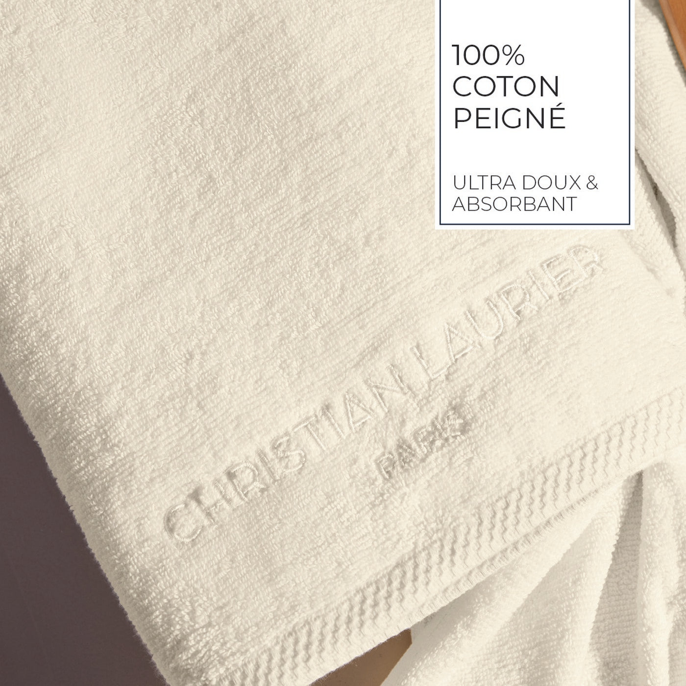 Oasis - Serviette + Drap De Bain Coton Peigné Lt - Ivoire
