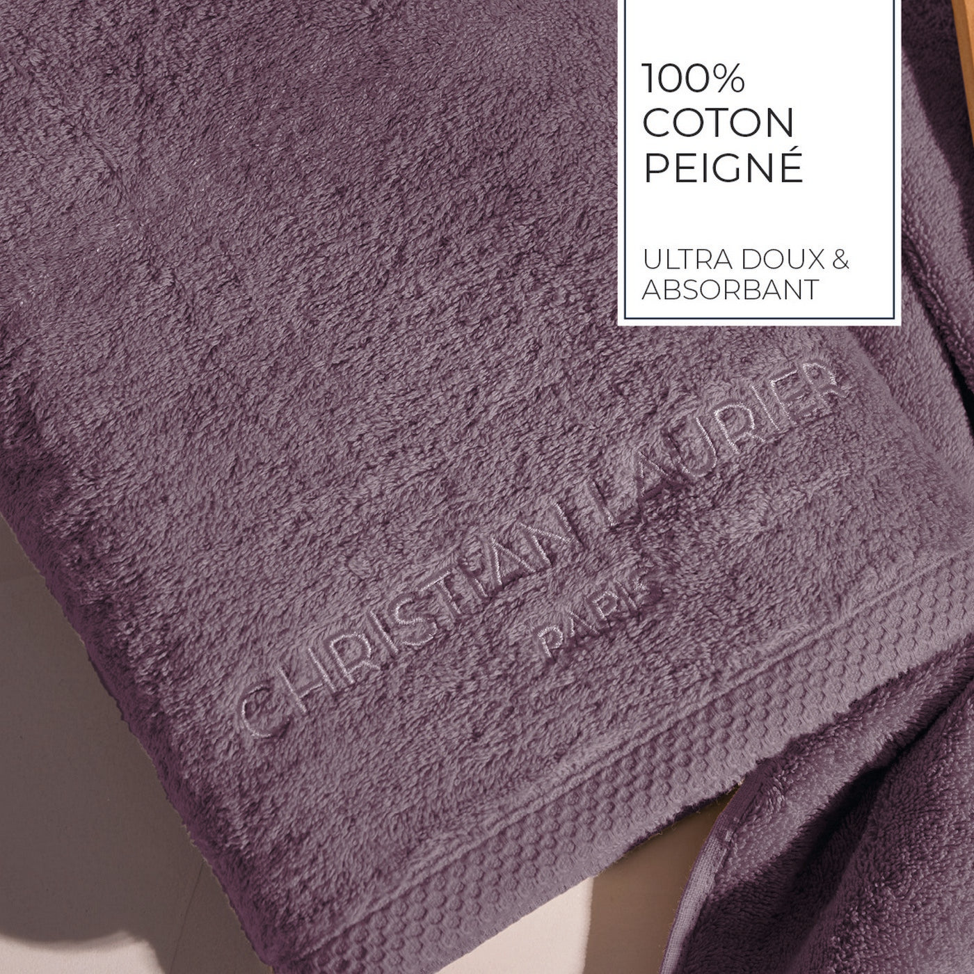 Oasis - Serviette + Drap De Bain Coton Peigné Lt - Mauve
