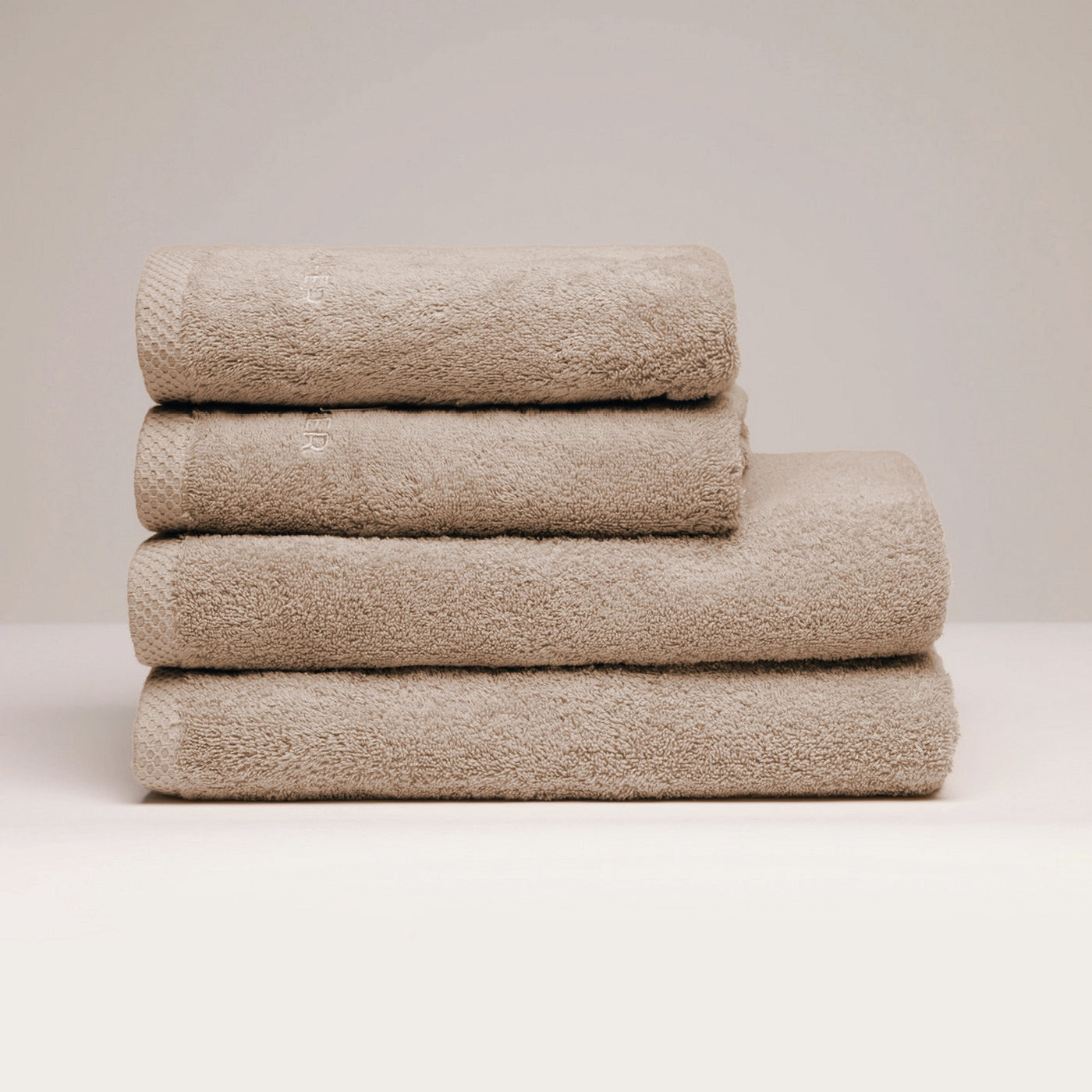 Oasis - Serviette + Drap De Bain Coton Peigné Lt - Taupe