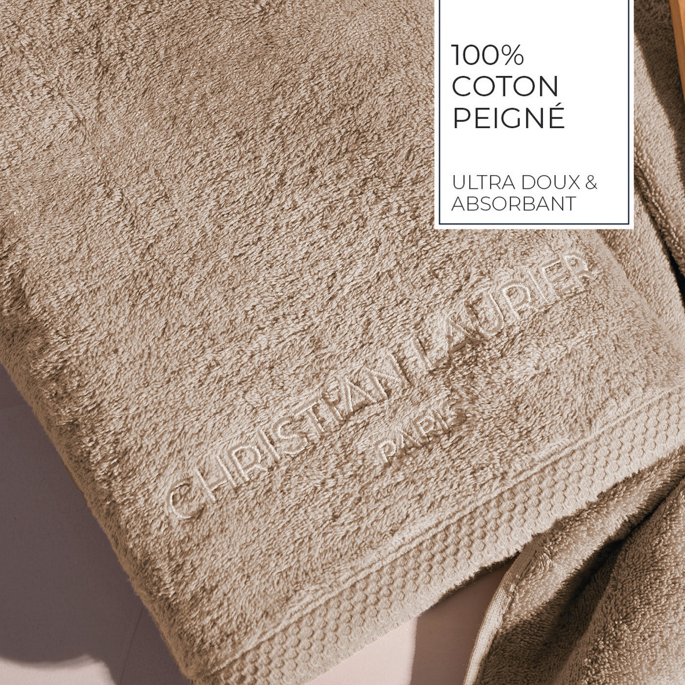 Oasis - Serviette + Drap De Bain Coton Peigné Lt - Taupe