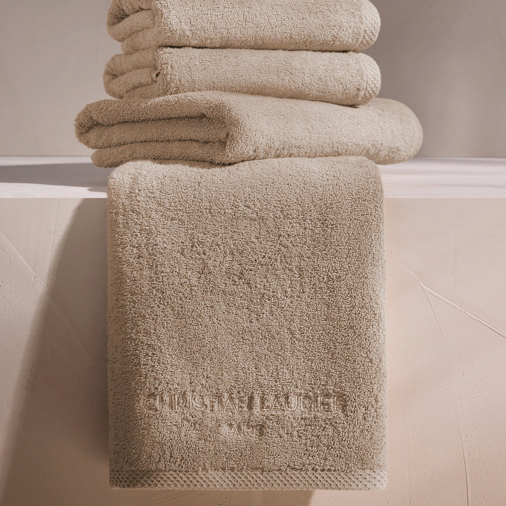 Oasis - Serviette + Drap De Bain Coton Peigné Lt - Taupe