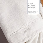 Oasis - Serviette + Drap De Bain Coton Peigné Lt - Blanc