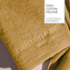 Oasis - Serviette + Drap De Bain Coton Peigné Lt - Jaune Moutarde