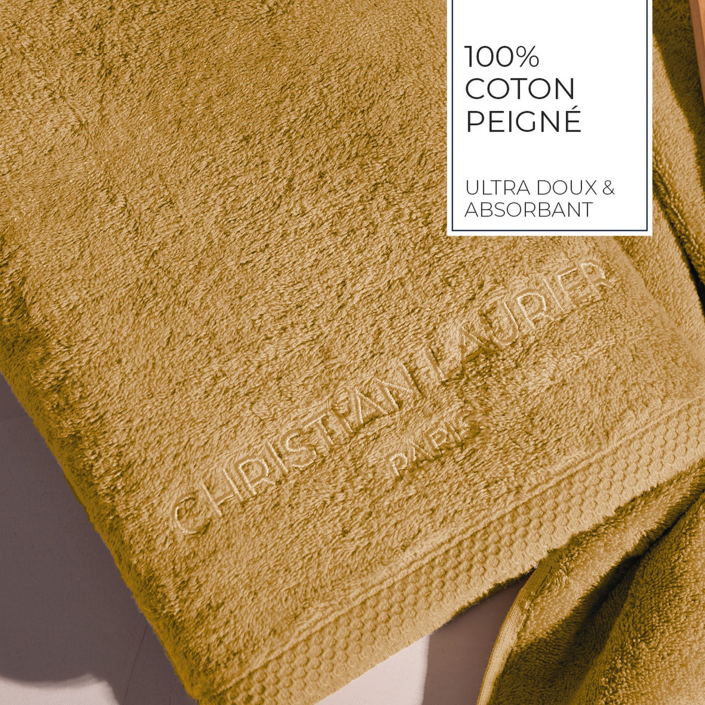 Oasis - Serviette + Drap De Bain Coton Peigné Lt - Jaune Moutarde