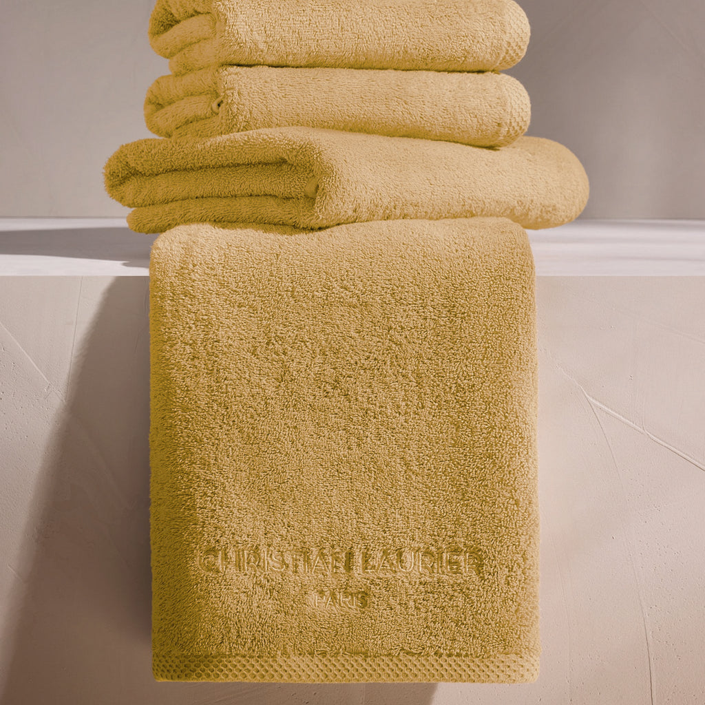 Oasis - Serviette + Drap De Bain Coton Peigné Lt - Jaune Moutarde