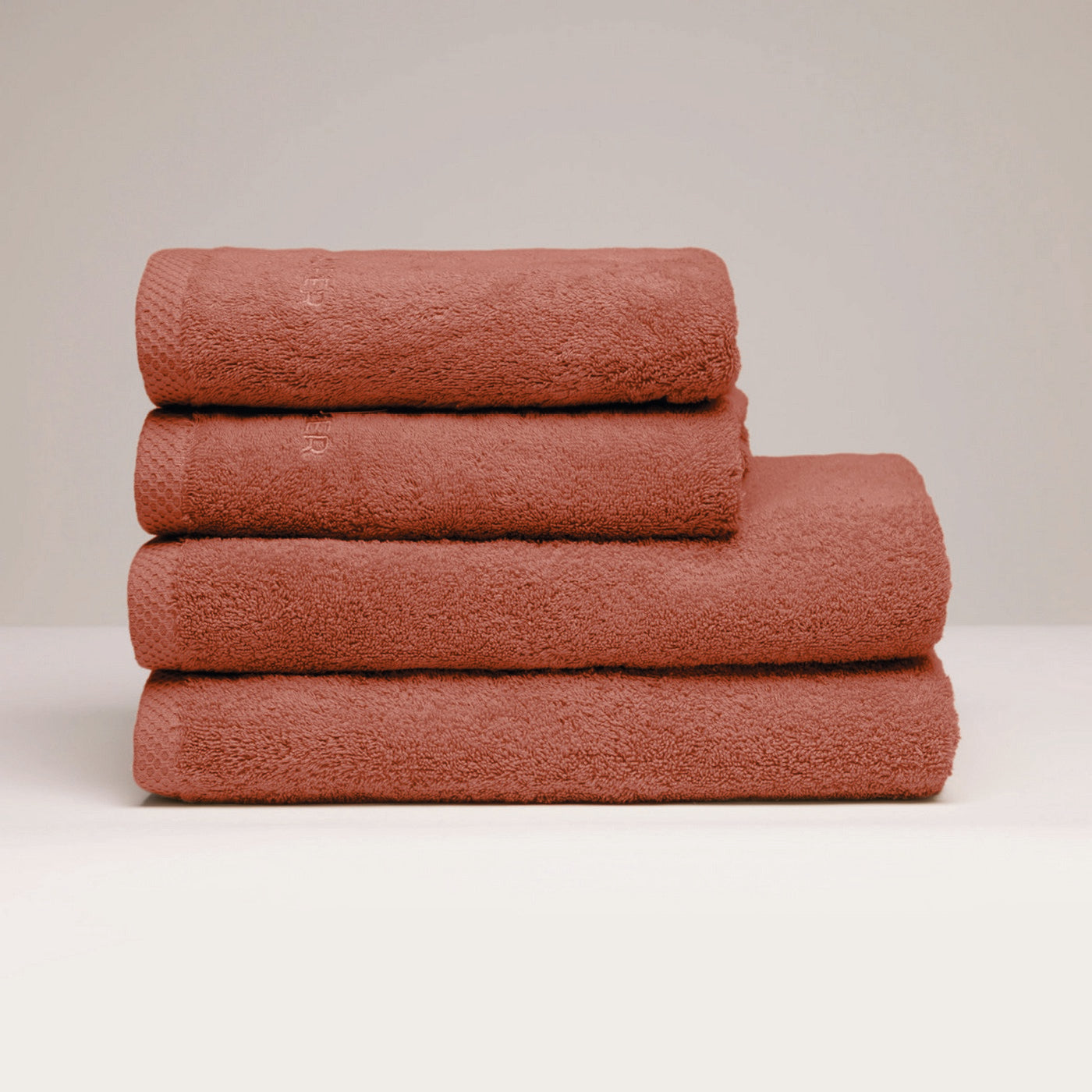 Oasis - Serviette + Drap De Bain Coton Peigné Lt - Terracotta