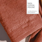 Oasis - Serviette + Drap De Bain Coton Peigné Lt - Terracotta