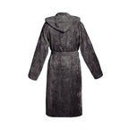 Plain - Cotton Velvet Bathrobe With Hood - Dark Gray