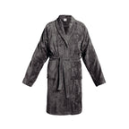 Uni - Peignoir Avec Col Châle En Coton Velours - Gris Foncé