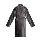 Uni - Peignoir Avec Col Châle En Coton Velours - Gris Foncé