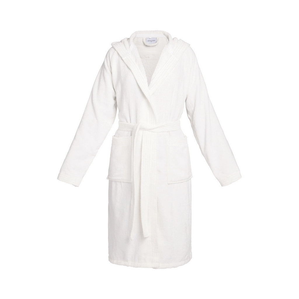 Uni - Peignoir Coton Velours Avec Capuche - Blanc