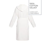 Uni - Peignoir Coton Velours Avec Capuche - Blanc
