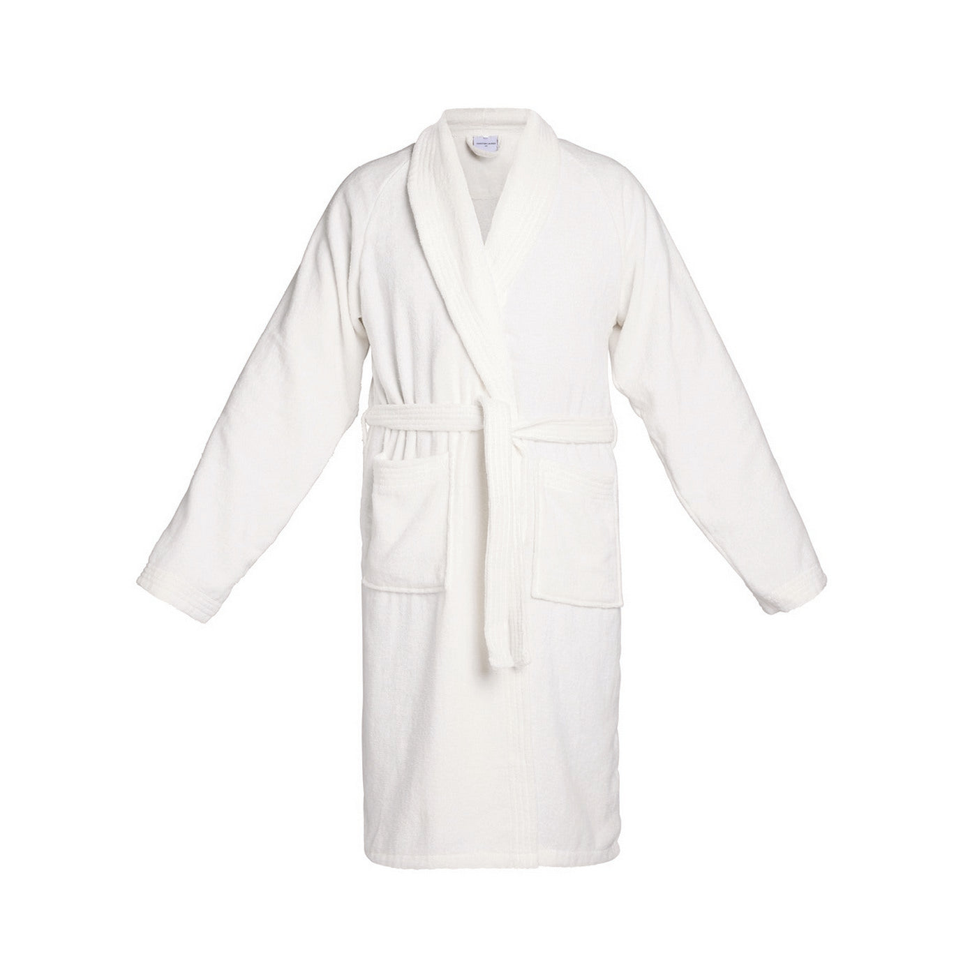 Uni - Peignoir Avec Col Châle En Coton Velours - Blanc